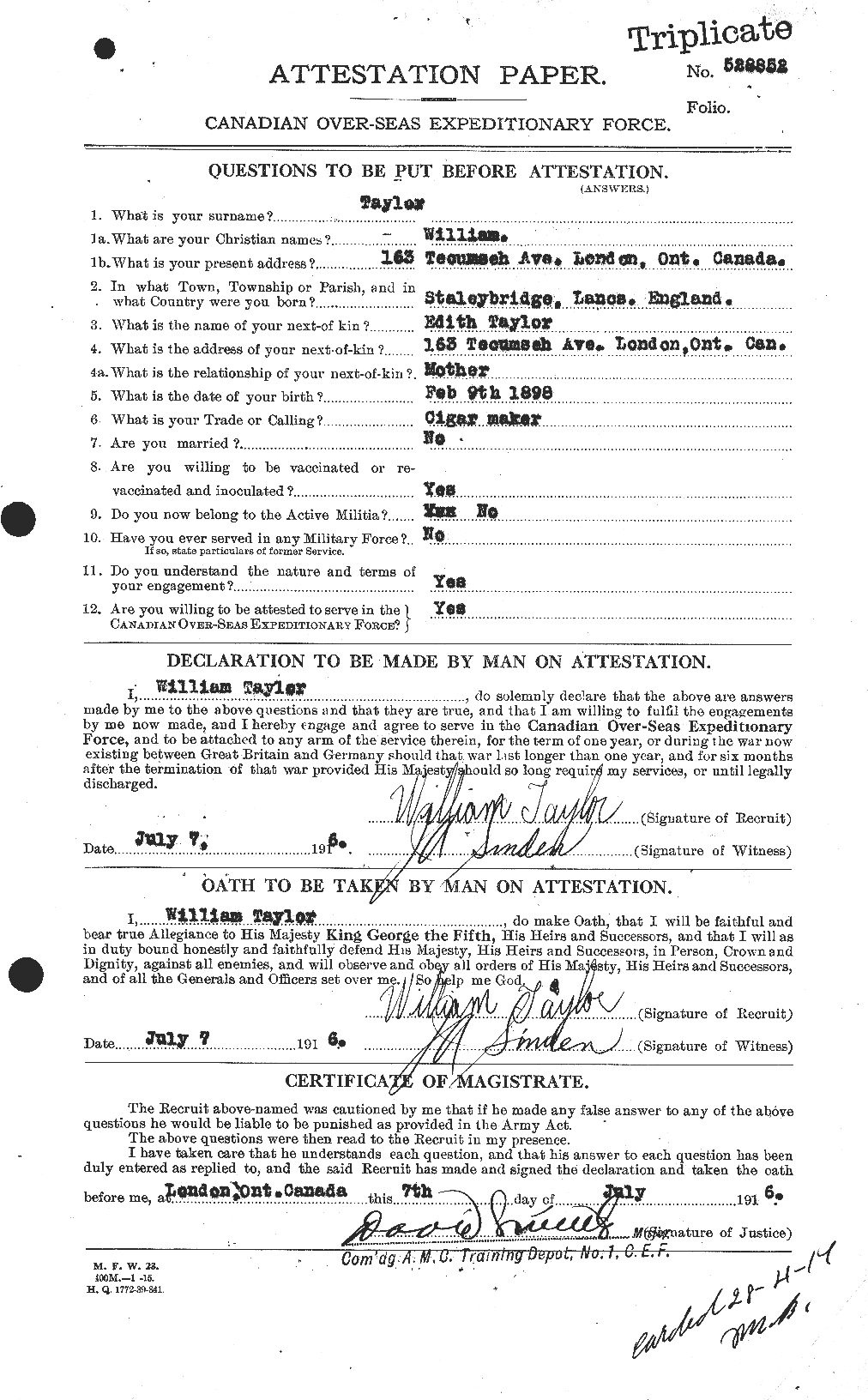Personnel Records of the First World War - CEF 628117a
