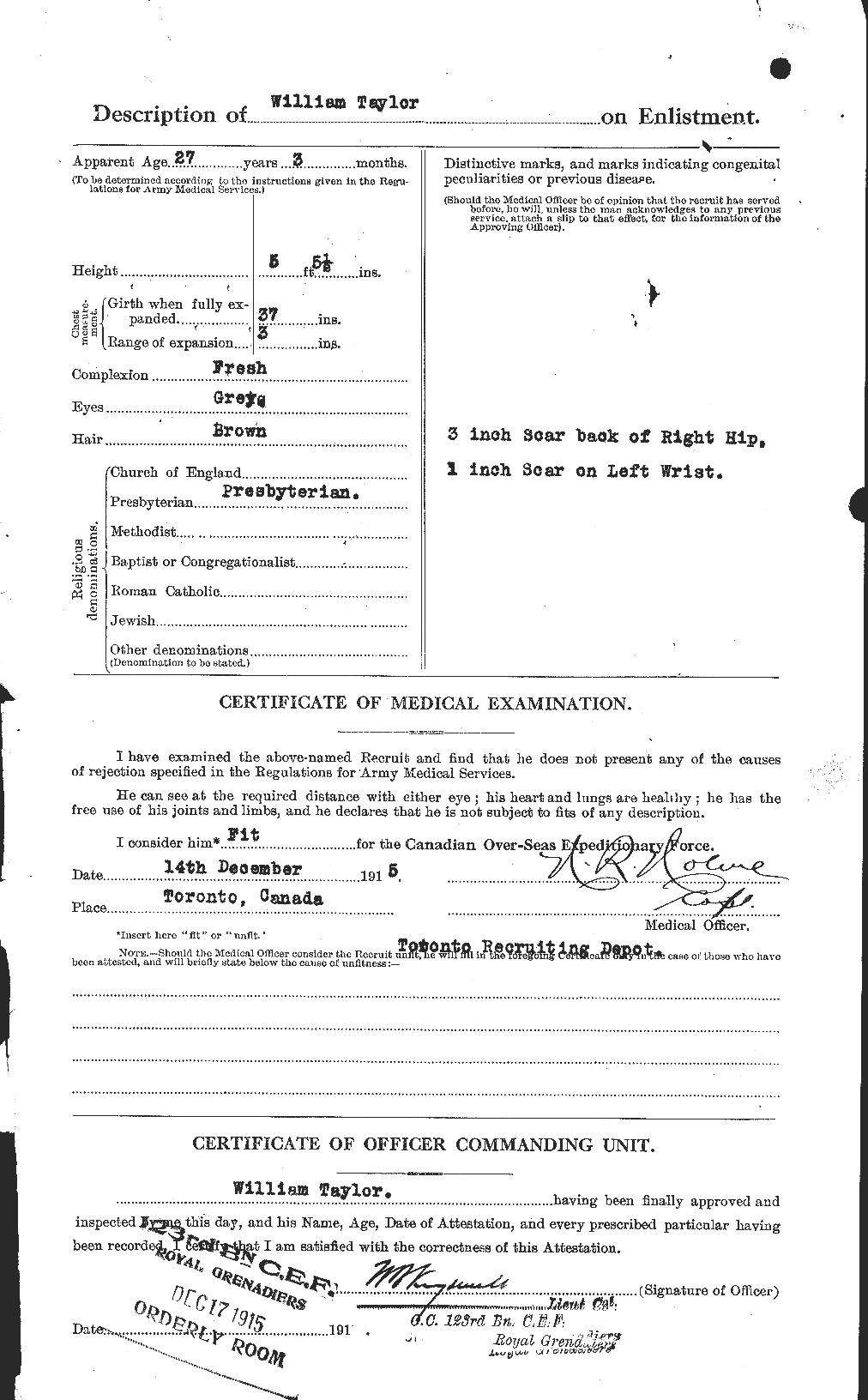 Dossiers du Personnel de la Première Guerre mondiale - CEC 628151b