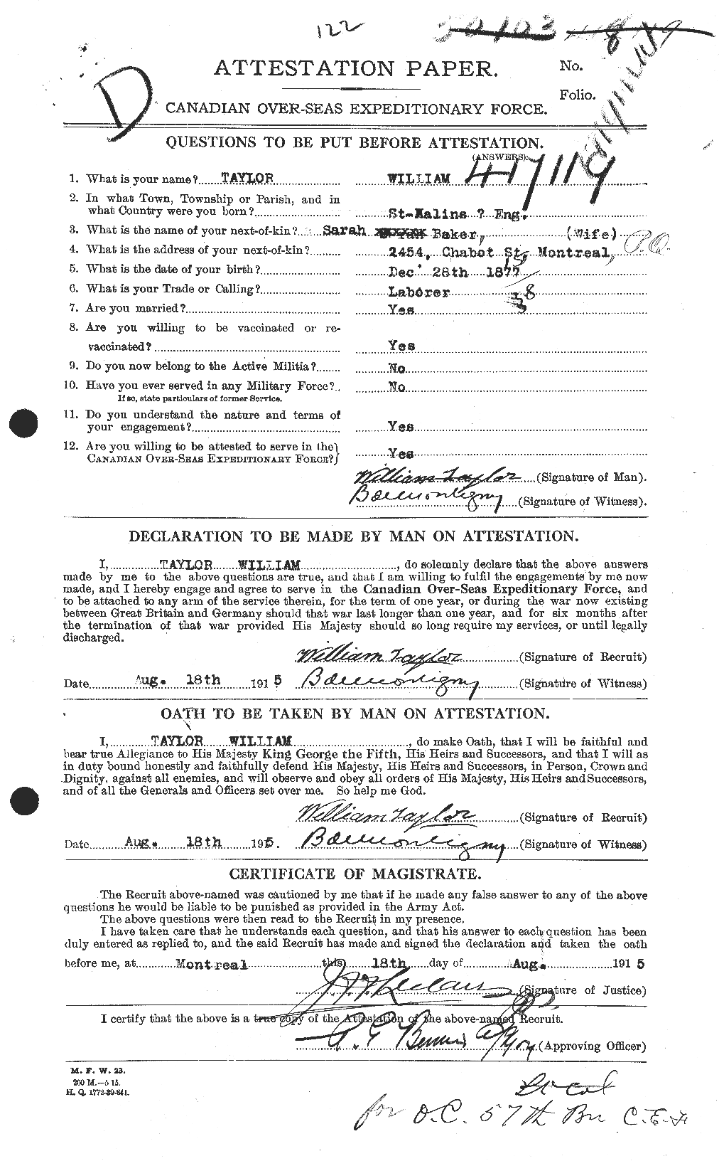 Personnel Records of the First World War - CEF 628166a