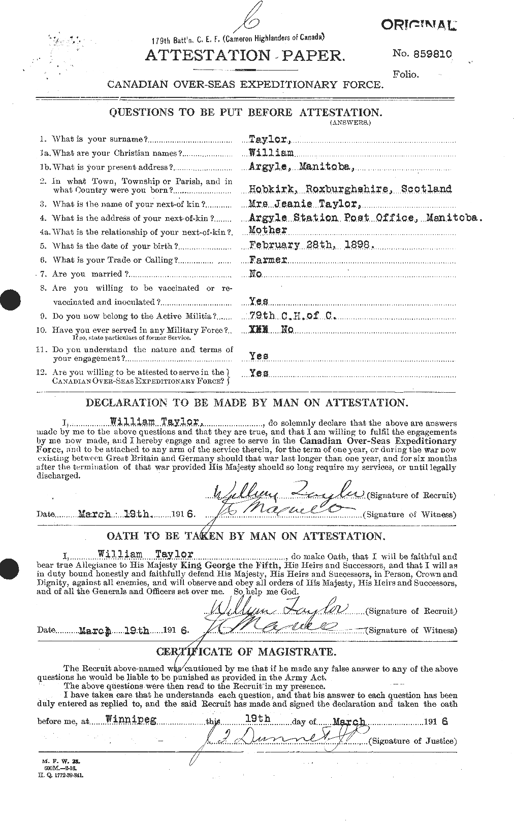 Personnel Records of the First World War - CEF 628191a