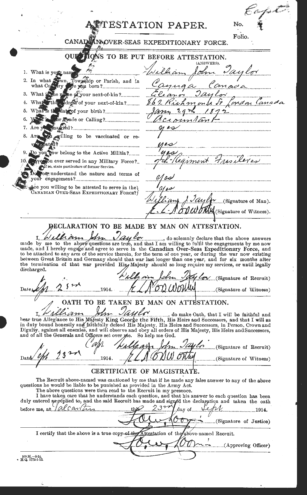 Personnel Records of the First World War - CEF 628306a