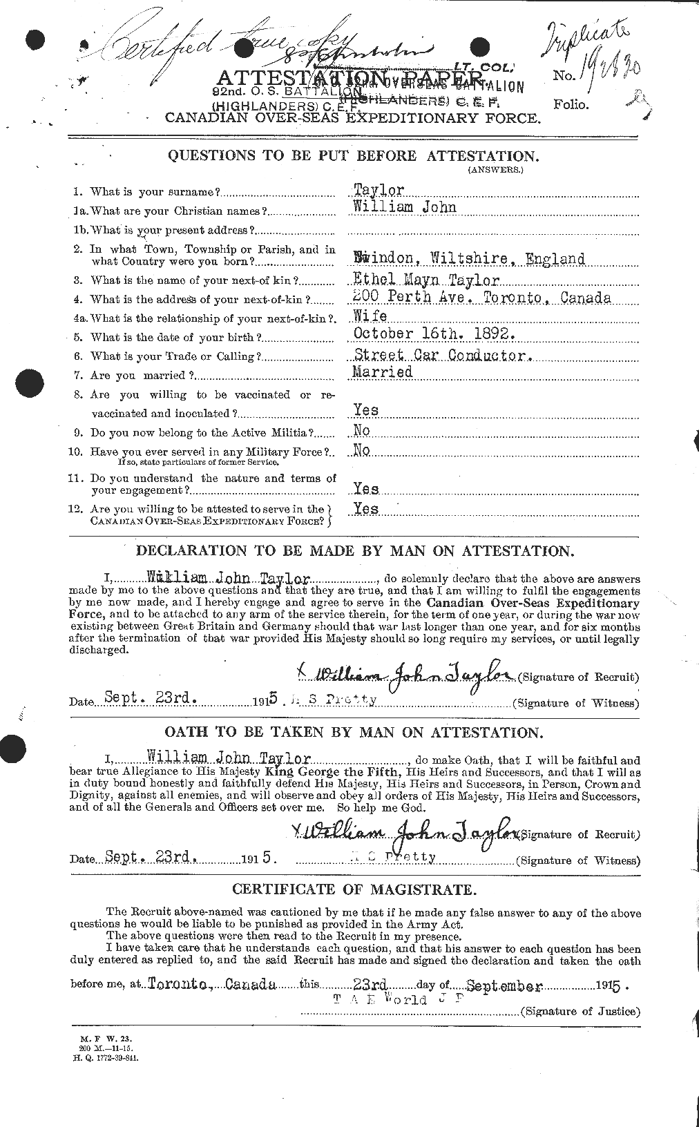 Personnel Records of the First World War - CEF 628307a
