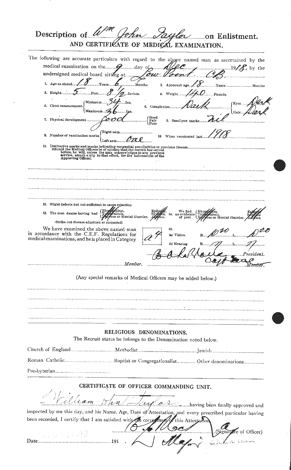 Dossiers du Personnel de la Première Guerre mondiale - CEC 628308b
