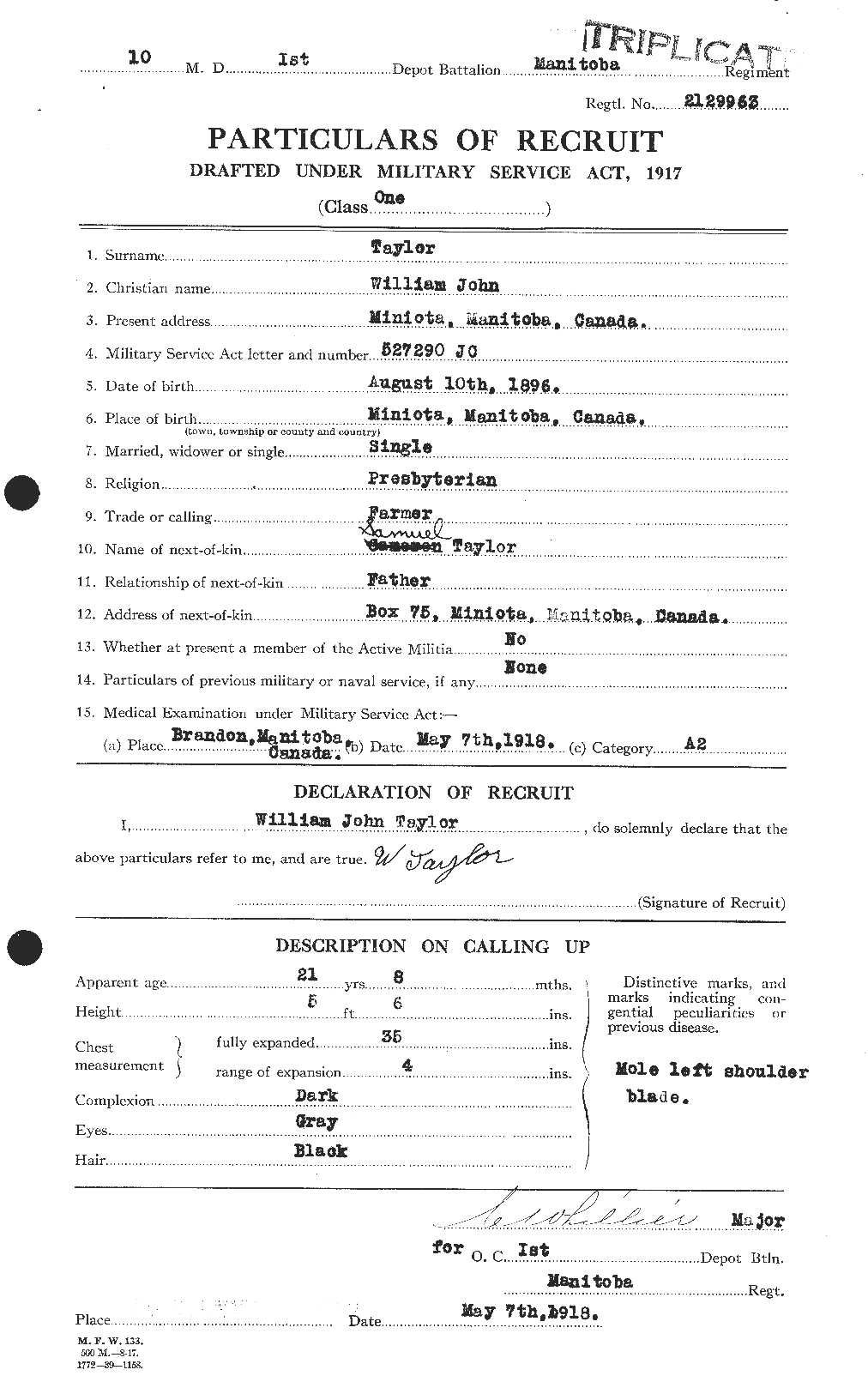 Personnel Records of the First World War - CEF 628309a