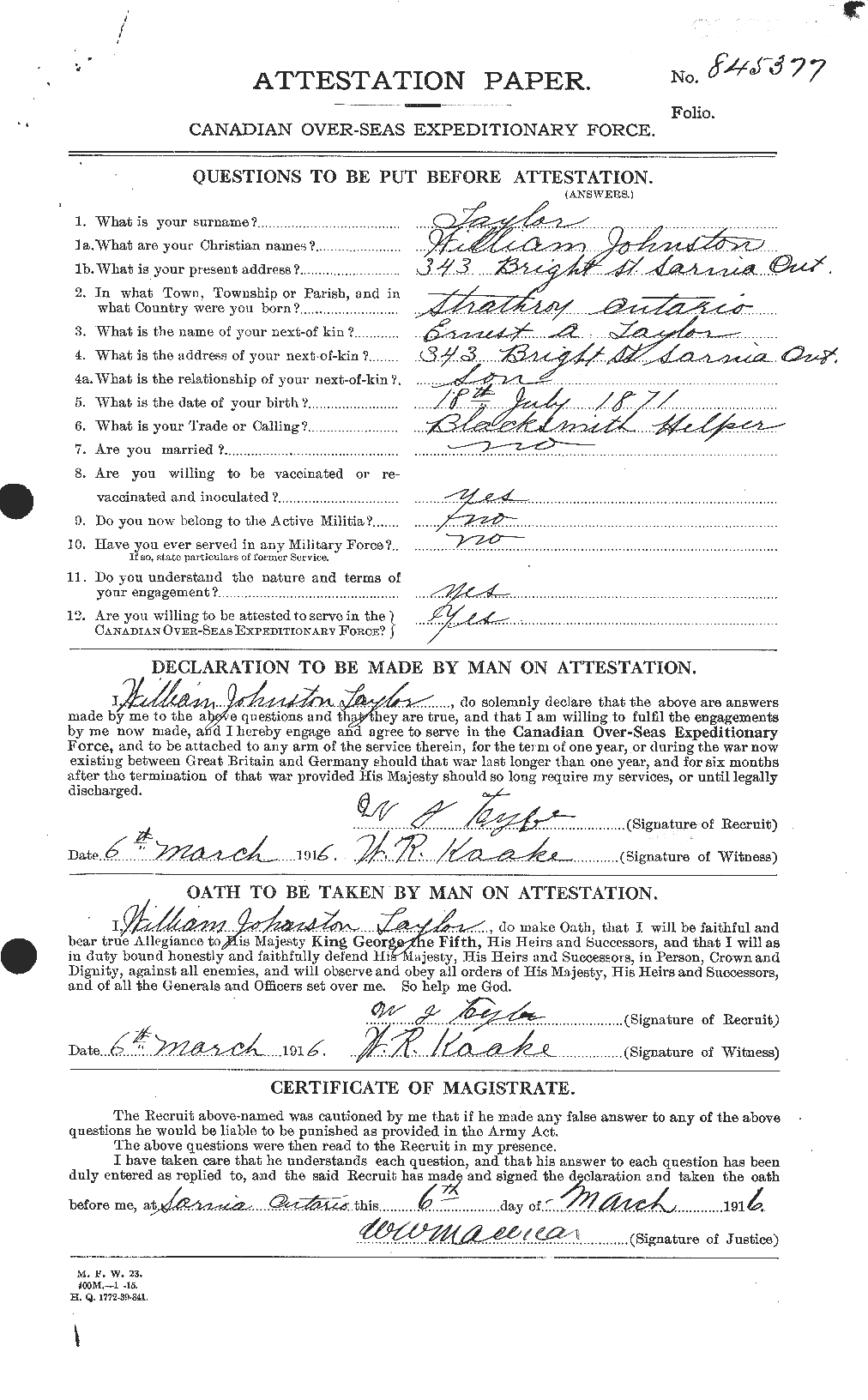Personnel Records of the First World War - CEF 628315a