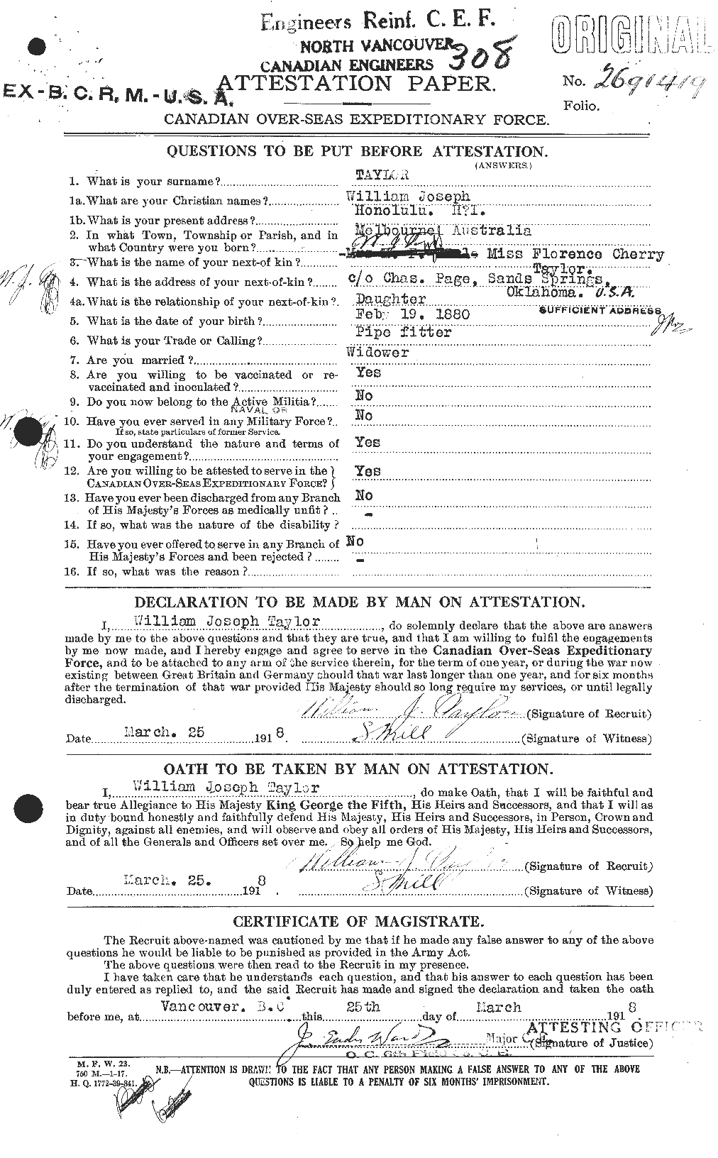 Personnel Records of the First World War - CEF 628316a