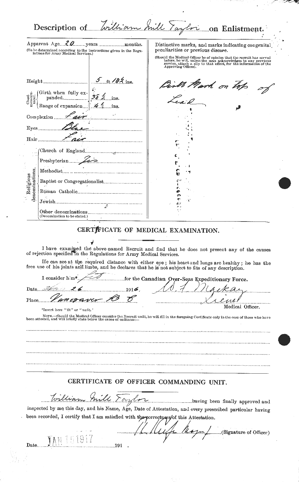Dossiers du Personnel de la Première Guerre mondiale - CEC 628329b
