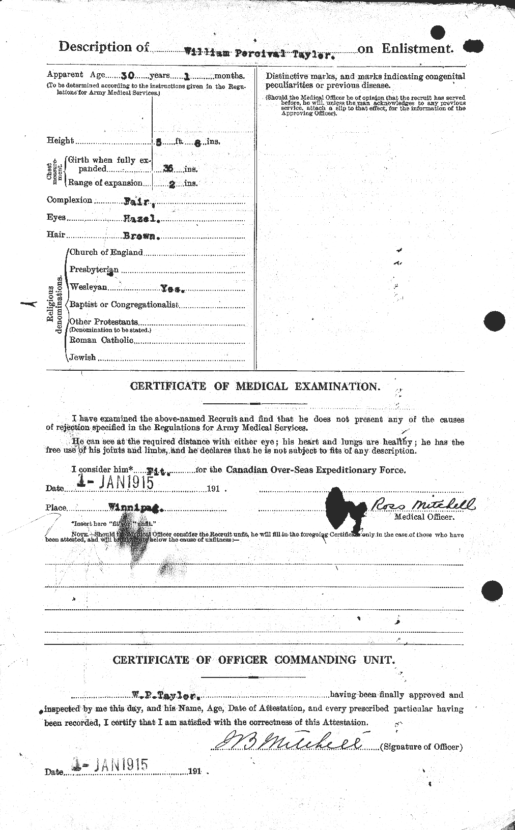 Dossiers du Personnel de la Première Guerre mondiale - CEC 628334b