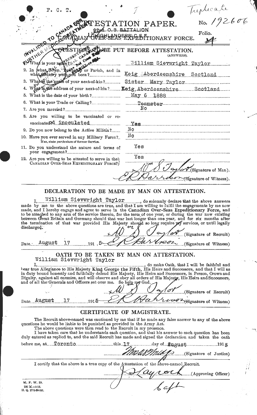 Personnel Records of the First World War - CEF 628348a