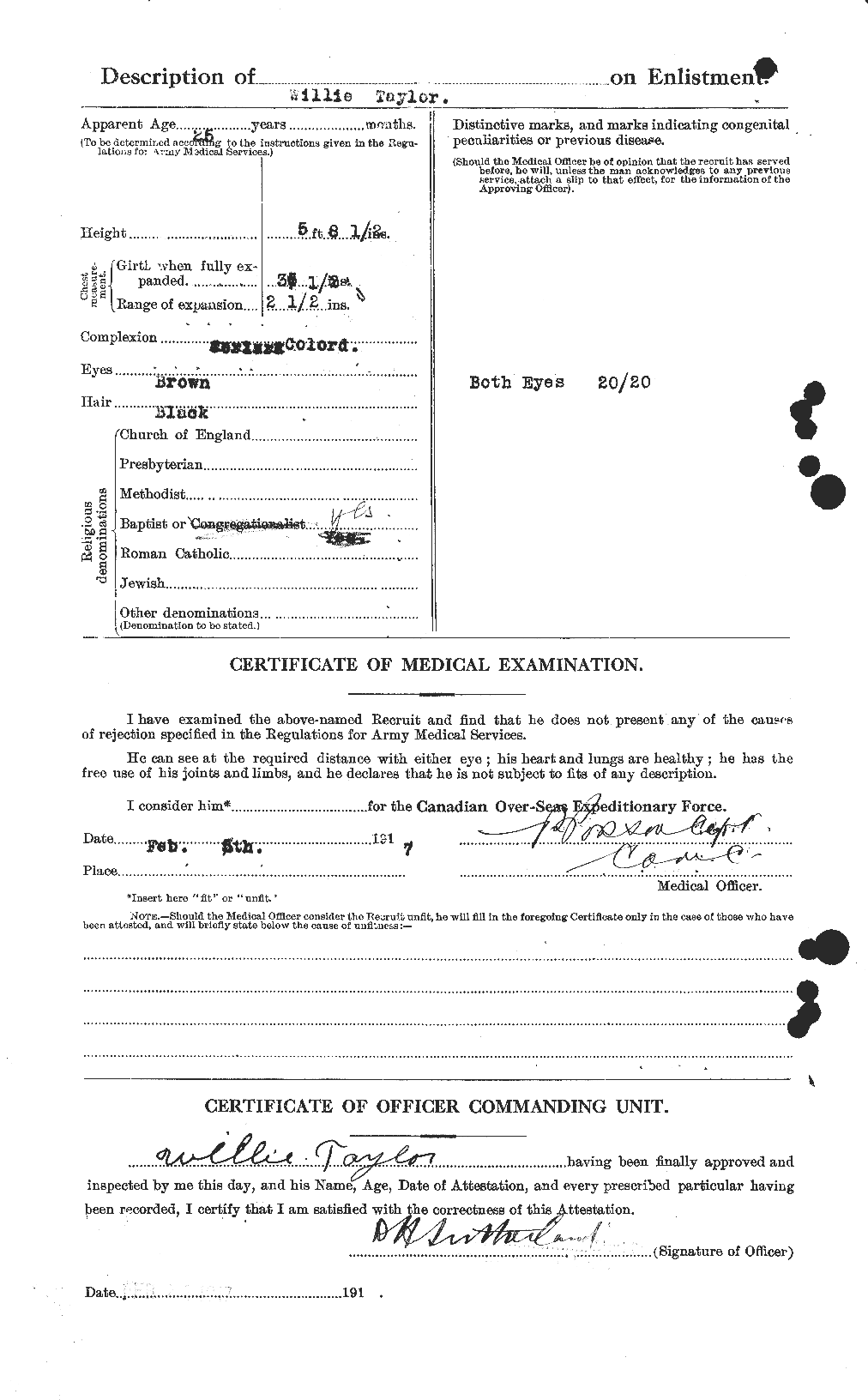 Dossiers du Personnel de la Première Guerre mondiale - CEC 628369b