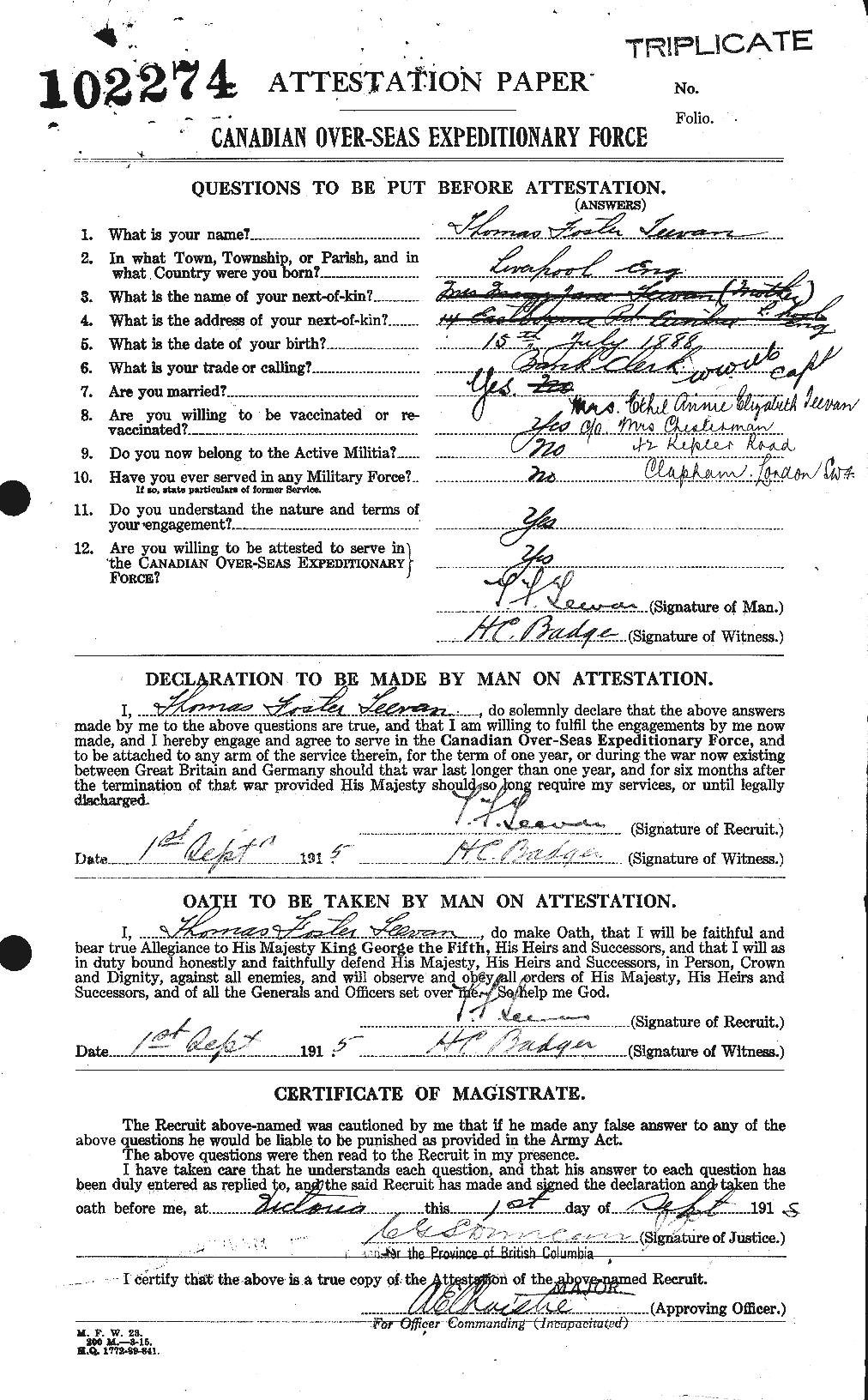 Personnel Records of the First World War - CEF 628833a