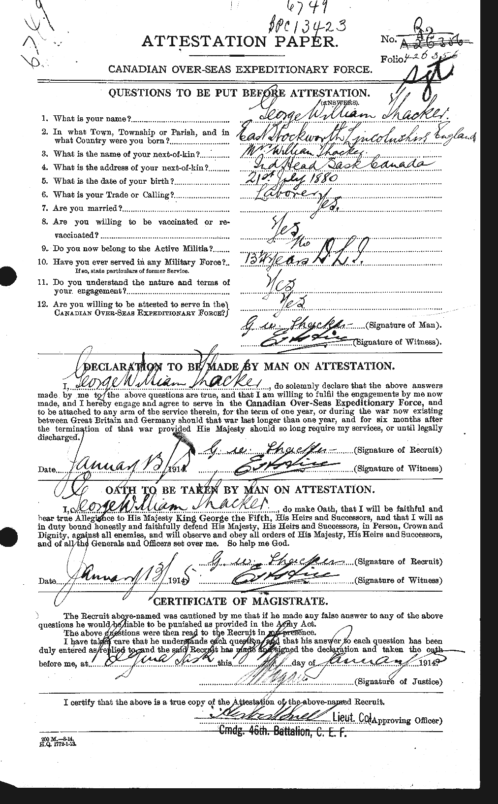 Personnel Records of the First World War - CEF 629405a