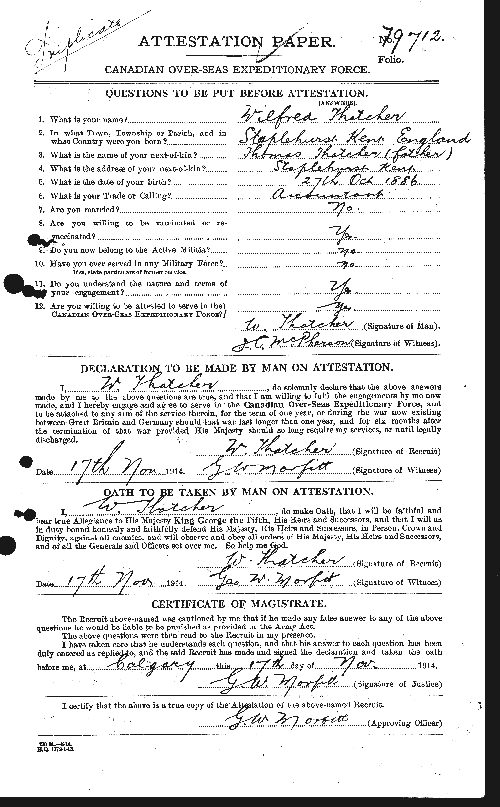 Personnel Records of the First World War - CEF 629514a