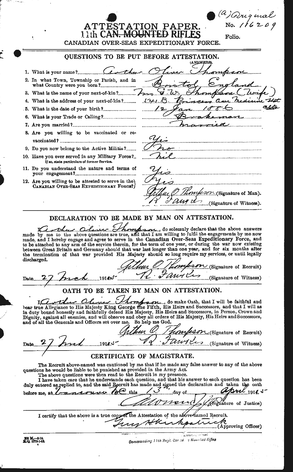 Personnel Records of the First World War - CEF 630300a