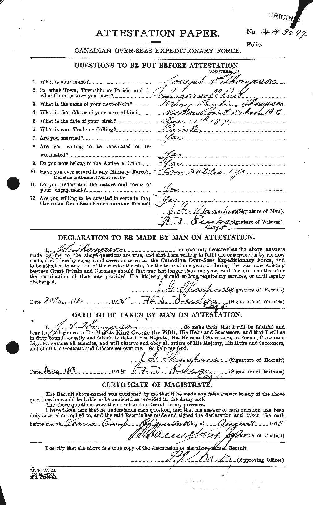 Personnel Records of the First World War - CEF 630649a