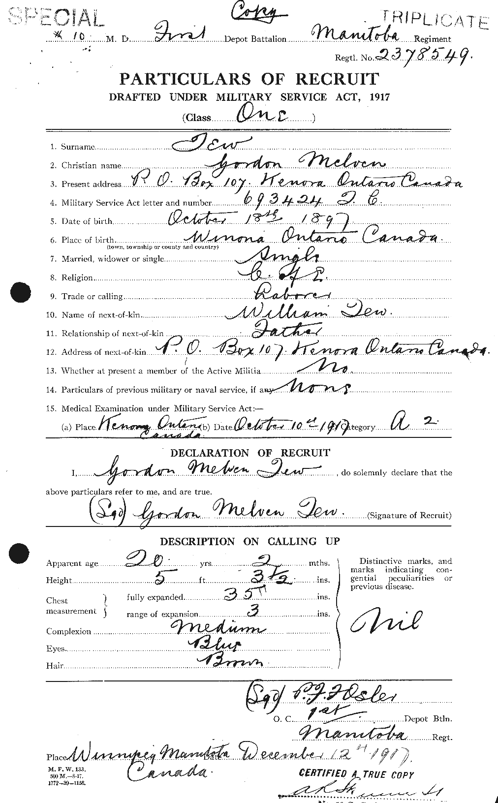 Personnel Records of the First World War - CEF 630884a