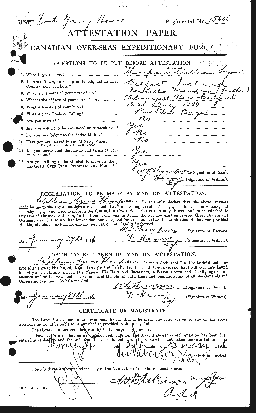 Personnel Records of the First World War - CEF 631052a