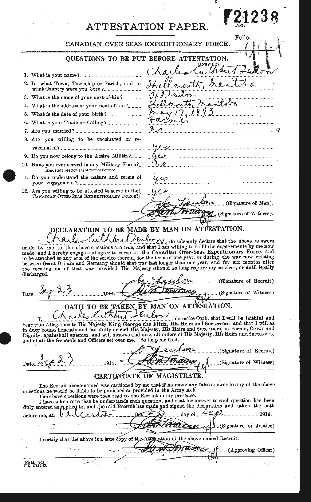 Personnel Records of the First World War - CEF 631293a