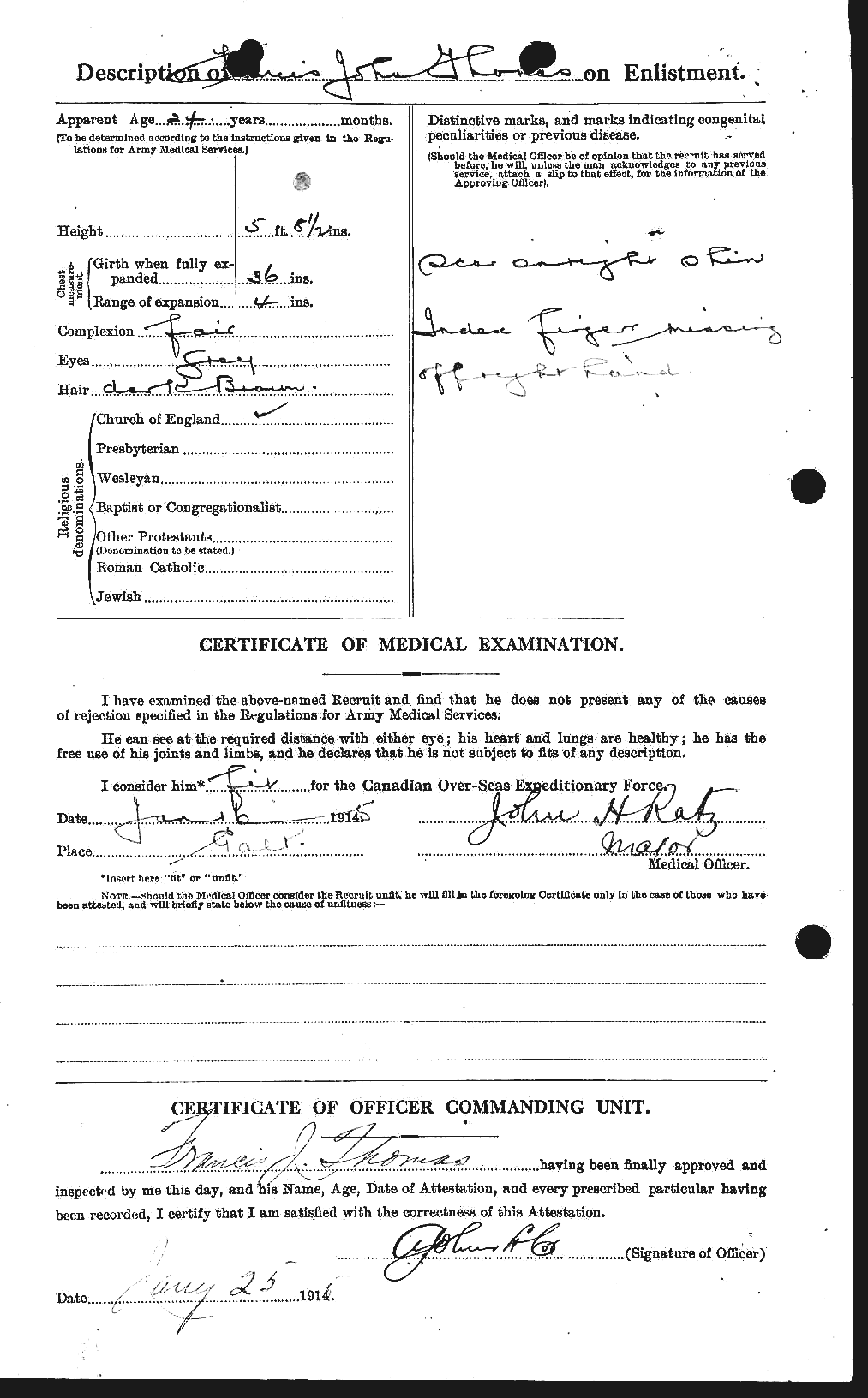 Dossiers du Personnel de la Première Guerre mondiale - CEC 631582b