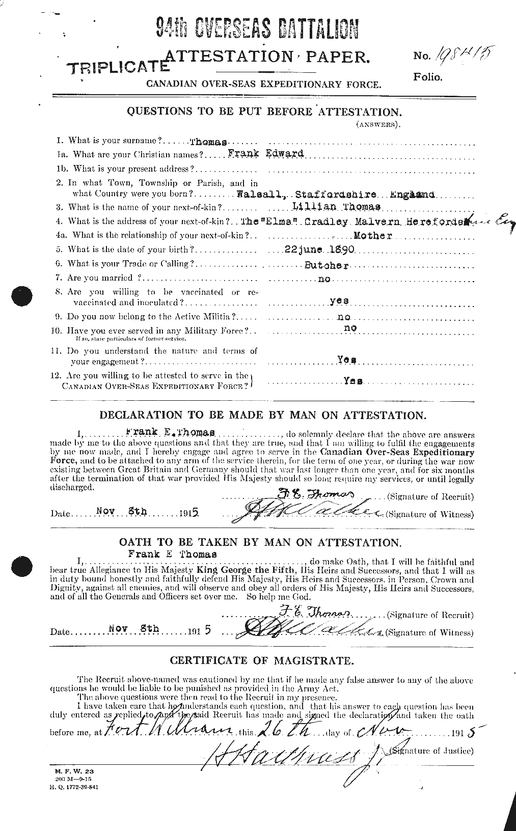 Personnel Records of the First World War - CEF 631593a
