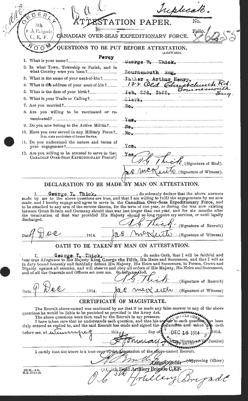 Personnel Records of the First World War - CEF 631982a