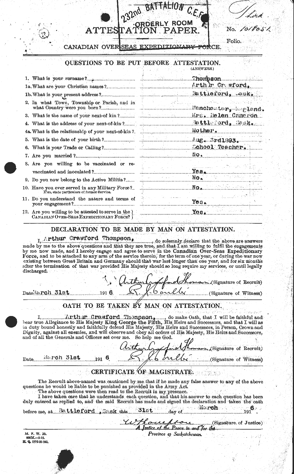 Personnel Records of the First World War - CEF 632269a