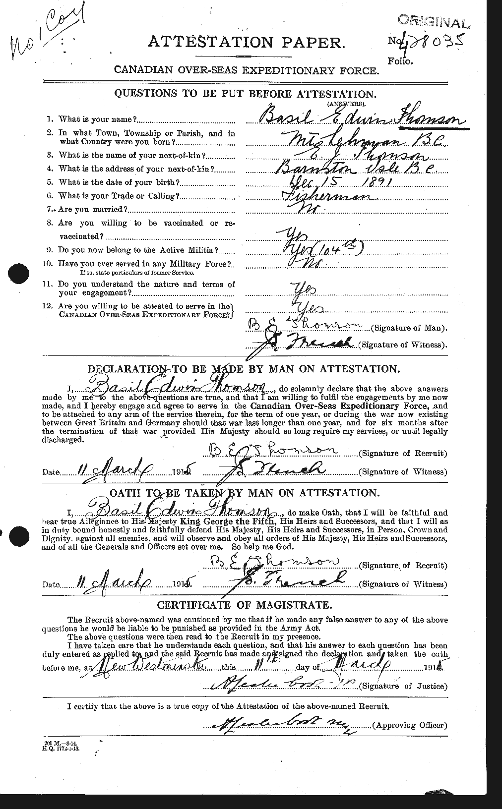 Personnel Records of the First World War - CEF 632281a