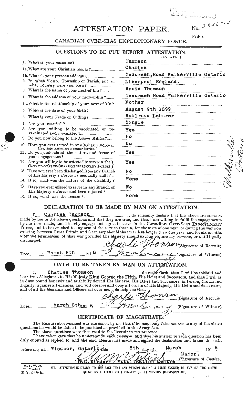 Personnel Records of the First World War - CEF 632296a
