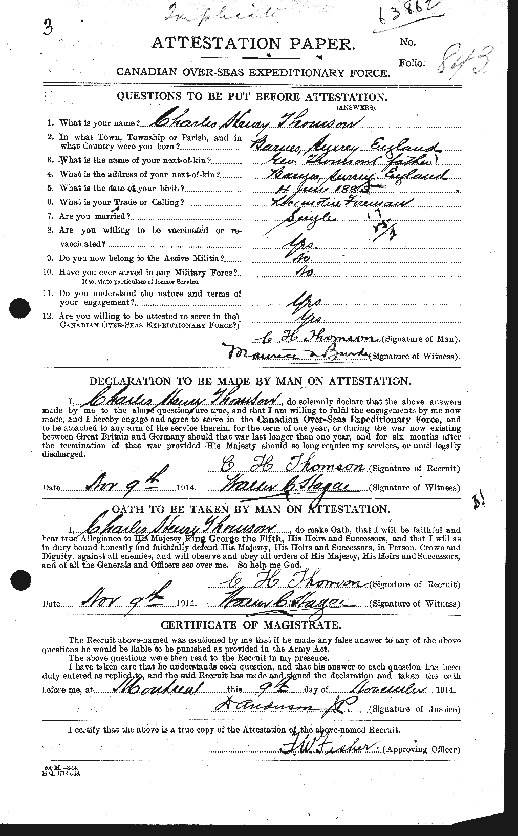 Personnel Records of the First World War - CEF 632303a