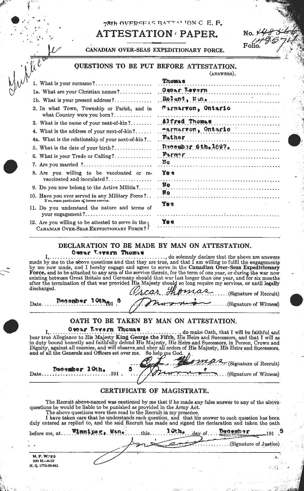 Personnel Records of the First World War - CEF 632574a