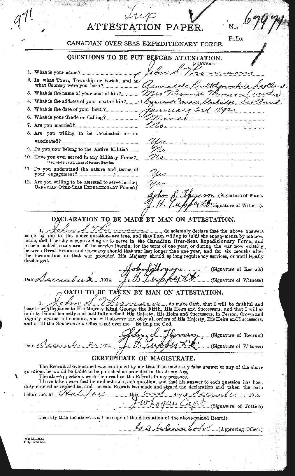 Personnel Records of the First World War - CEF 633413a