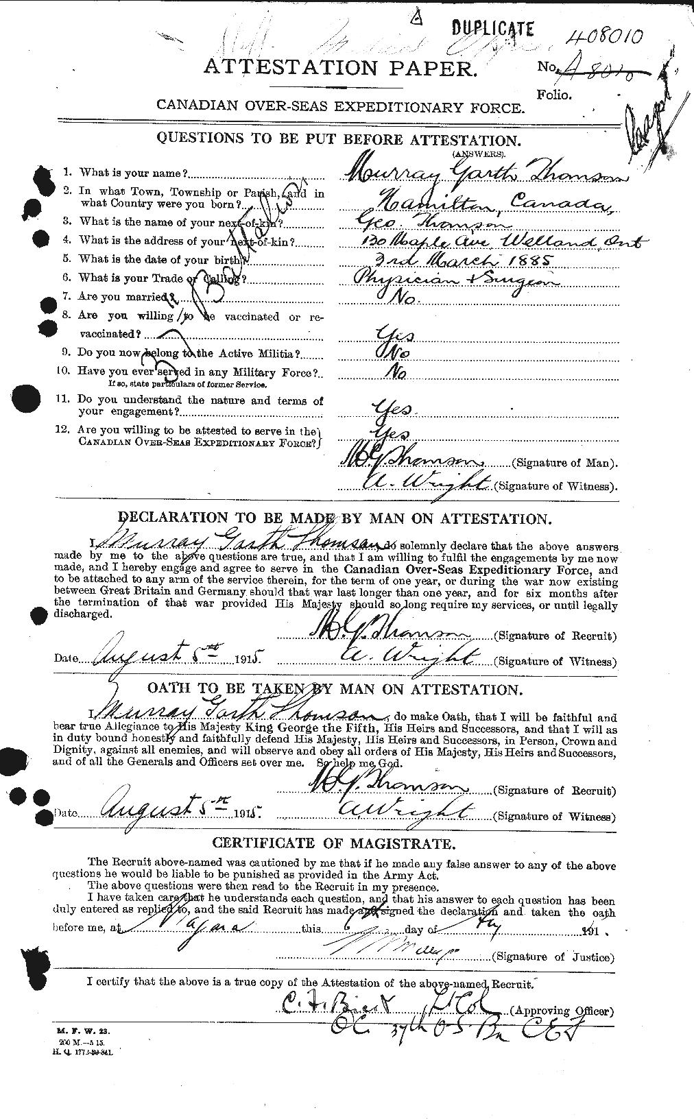Personnel Records of the First World War - CEF 633460a