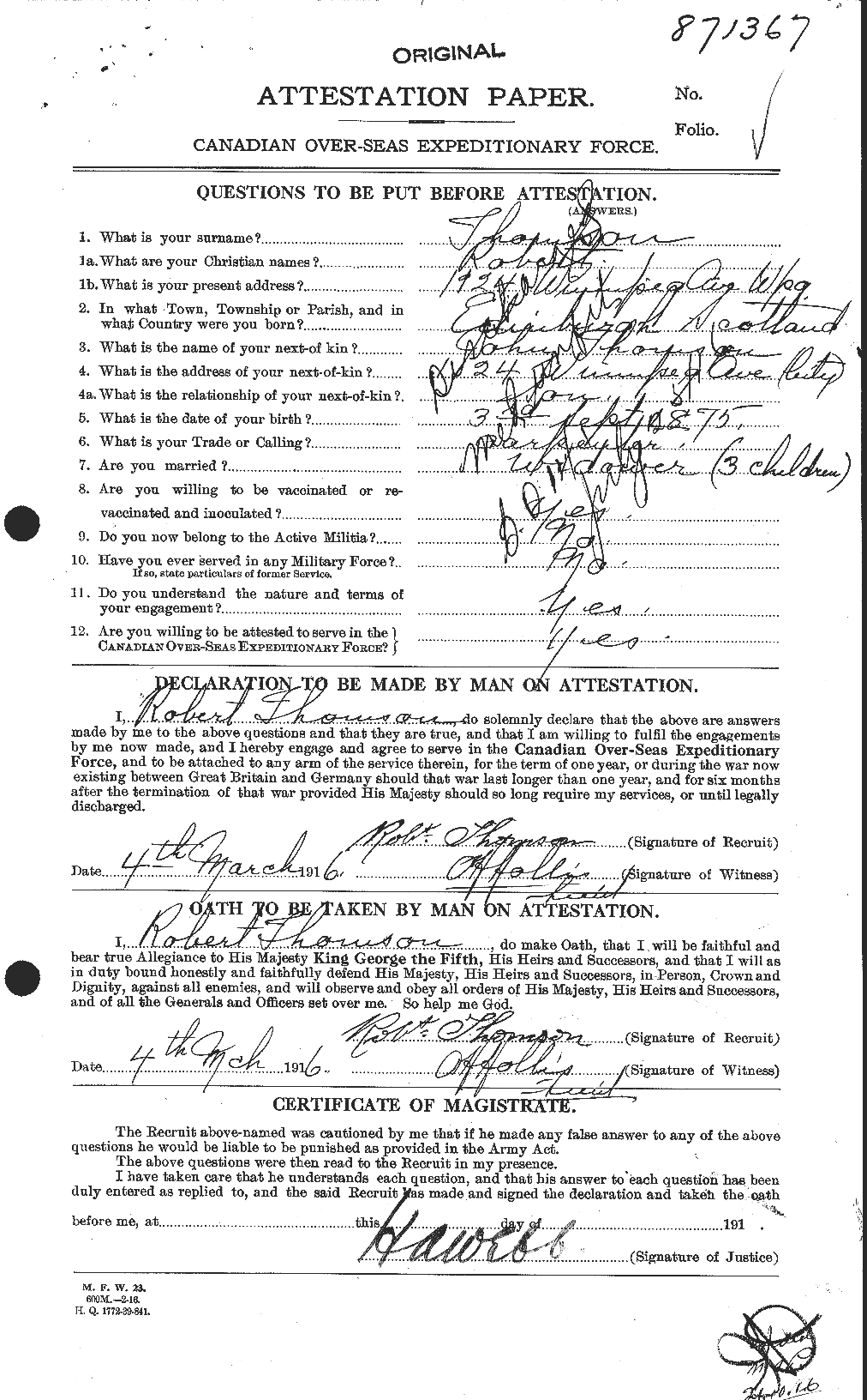 Personnel Records of the First World War - CEF 633489a