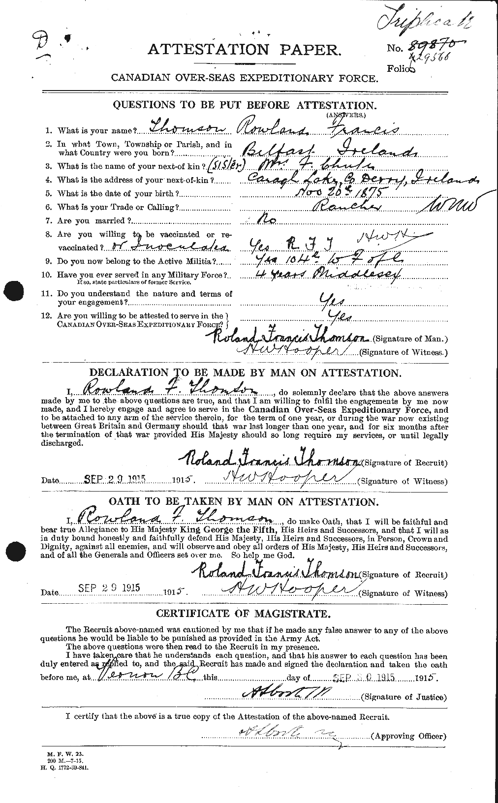 Personnel Records of the First World War - CEF 633534a