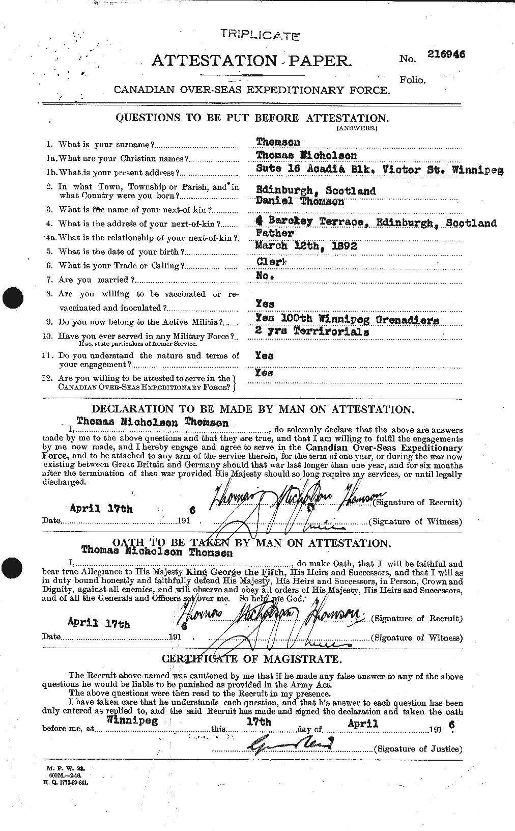 Personnel Records of the First World War - CEF 633591a