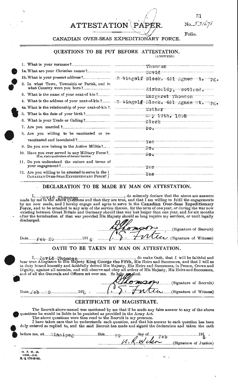 Personnel Records of the First World War - CEF 633617a