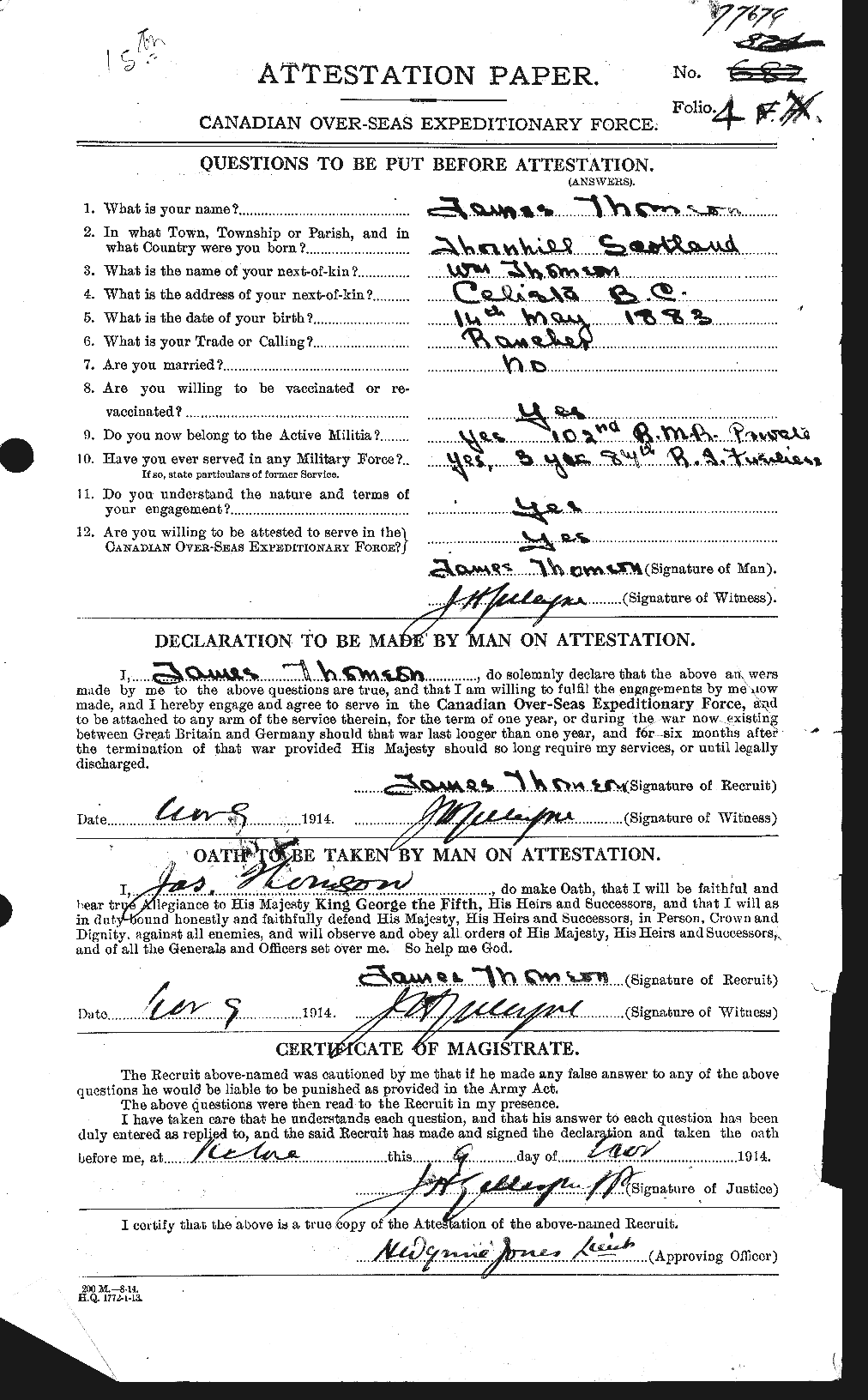 Personnel Records of the First World War - CEF 633795a