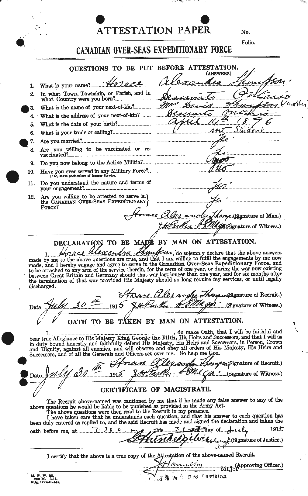 Personnel Records of the First World War - CEF 633967a