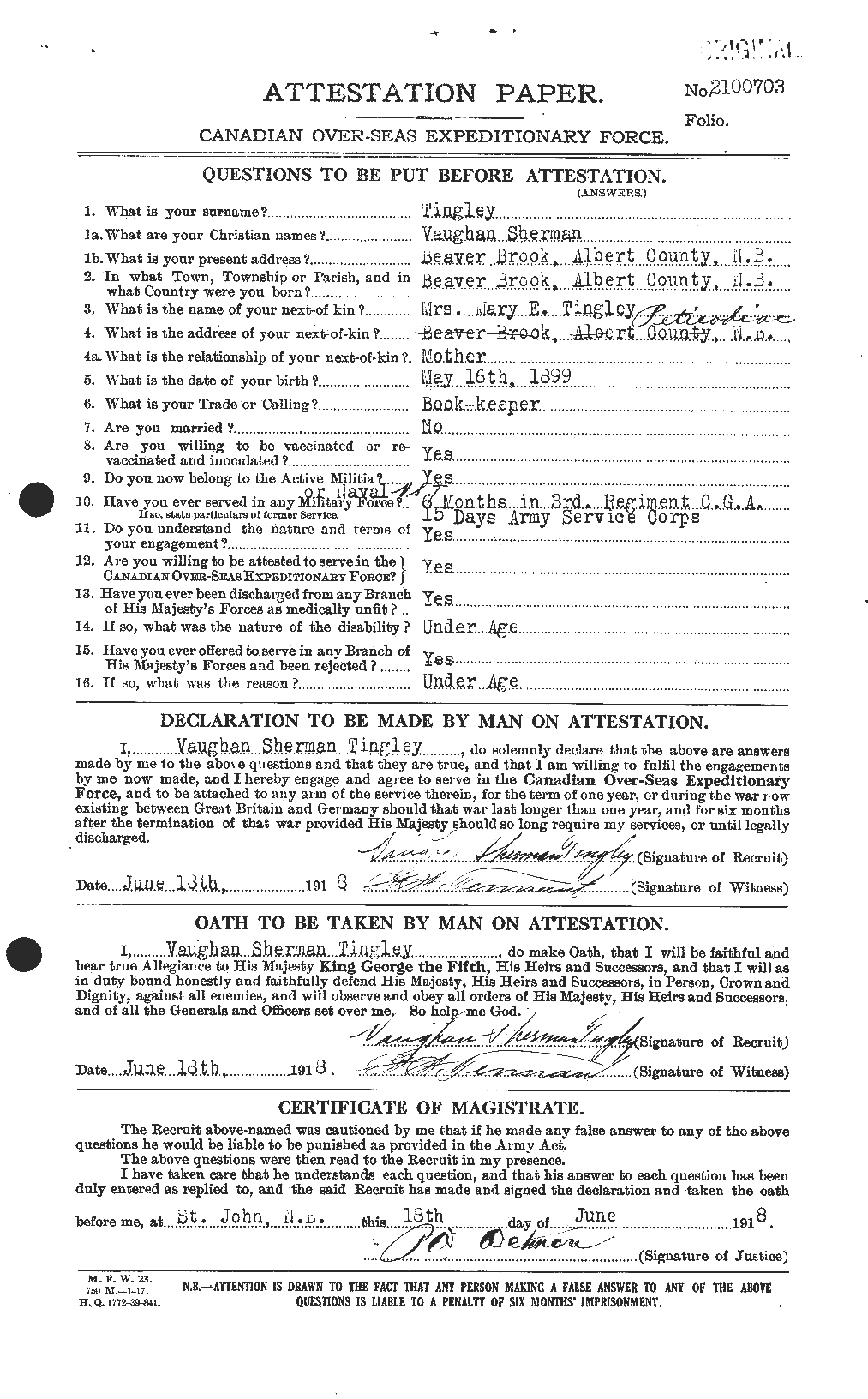 Personnel Records of the First World War - CEF 634635a
