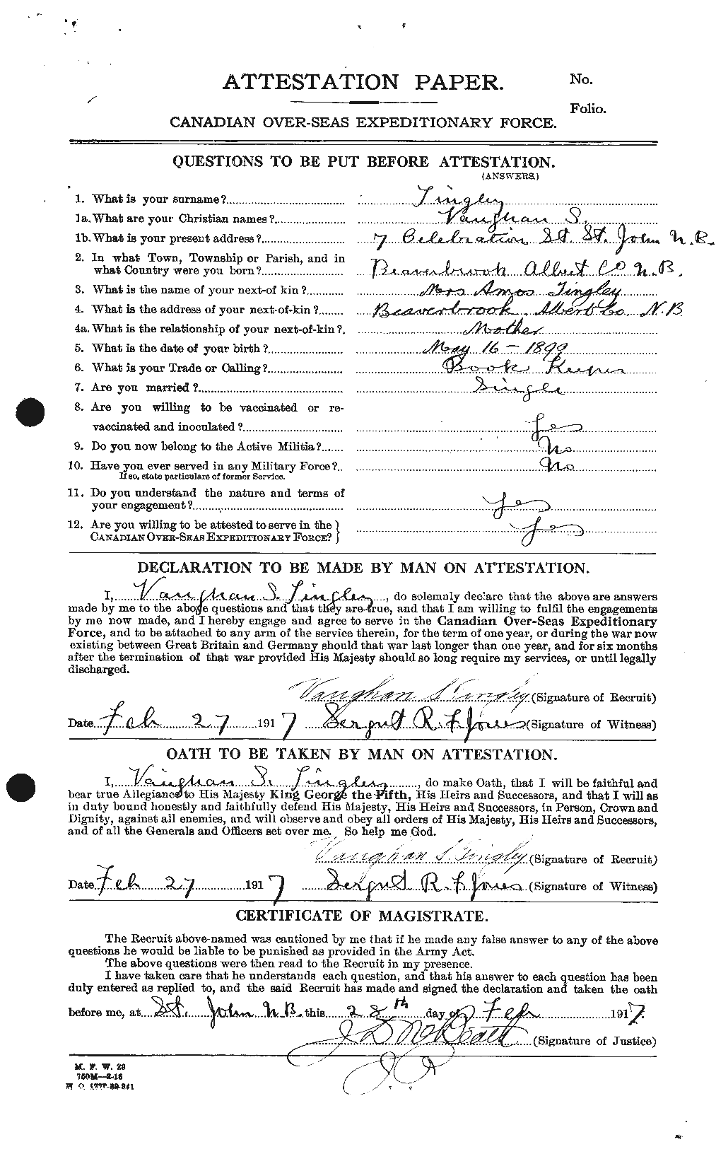 Personnel Records of the First World War - CEF 634636a