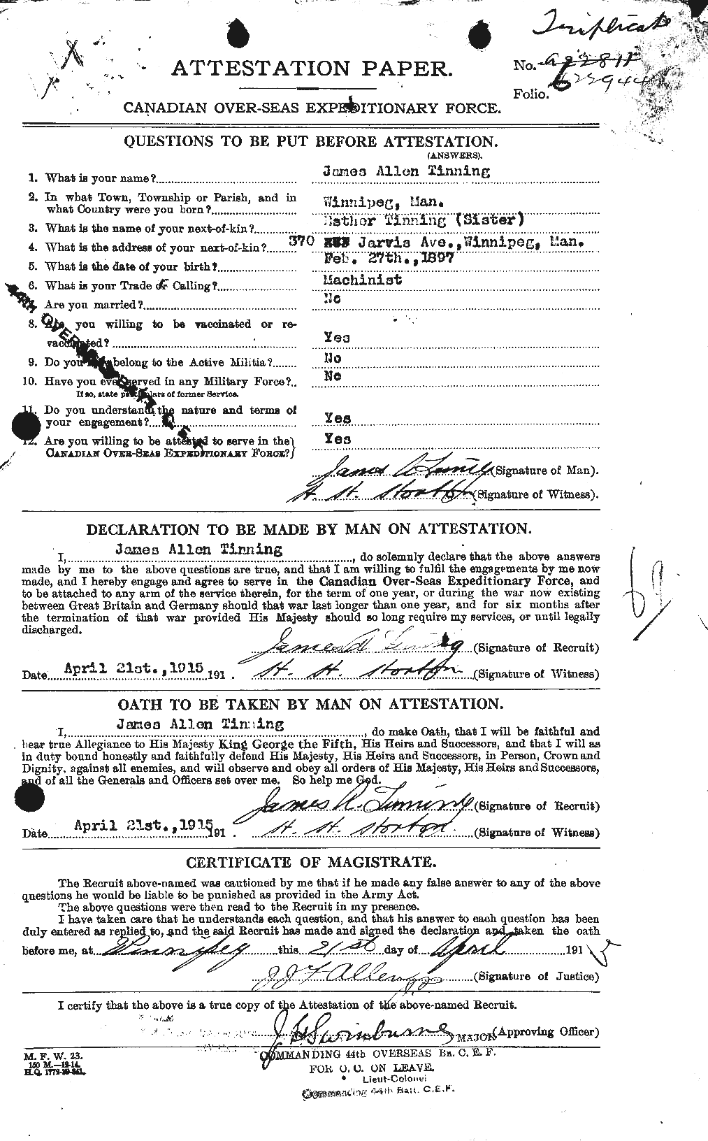 Personnel Records of the First World War - CEF 634716a