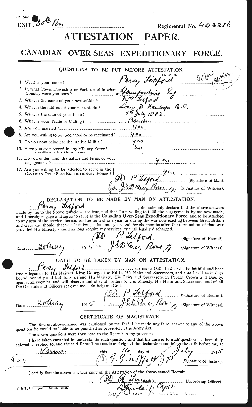 Personnel Records of the First World War - CEF 634890a