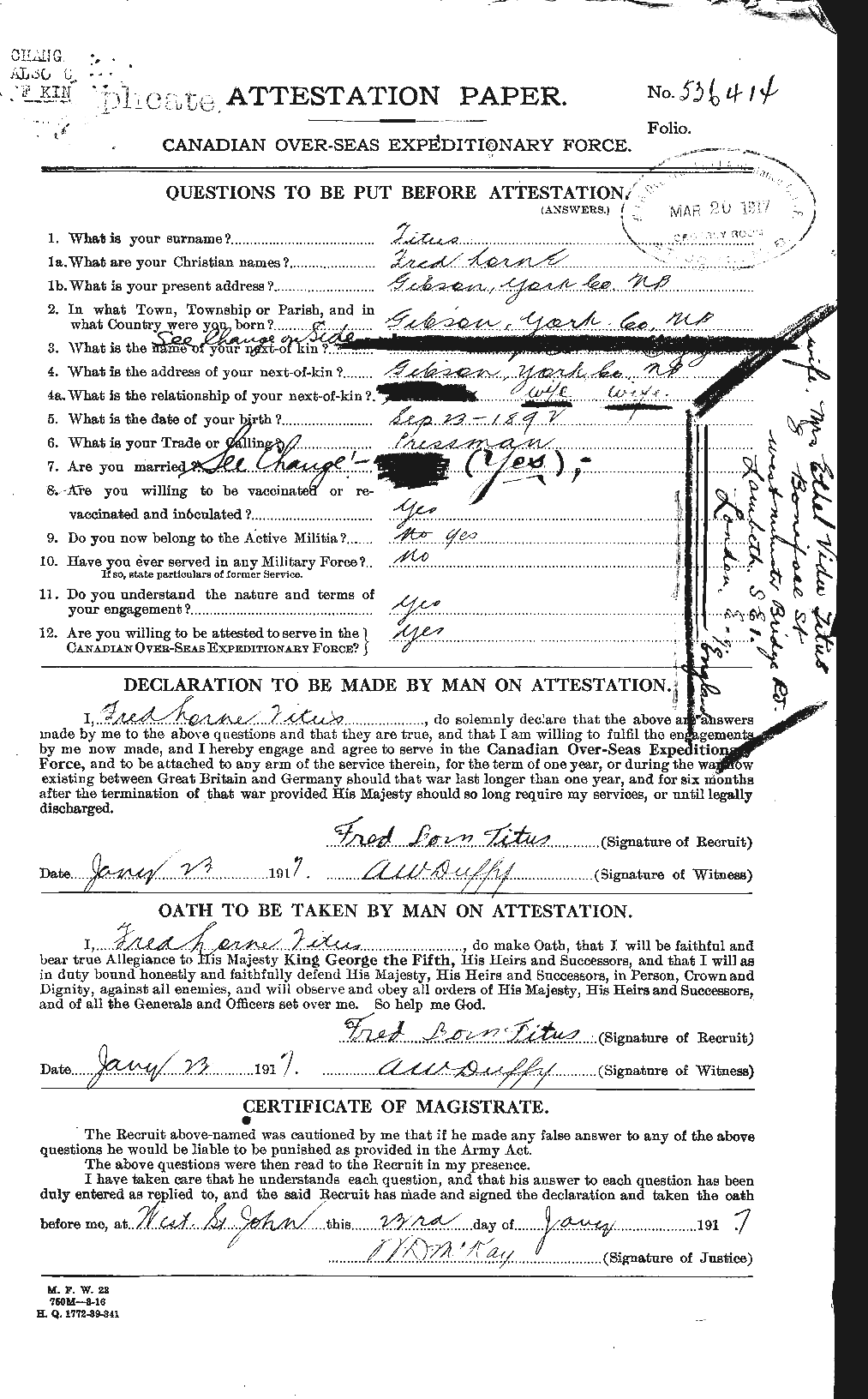 Personnel Records of the First World War - CEF 634960a