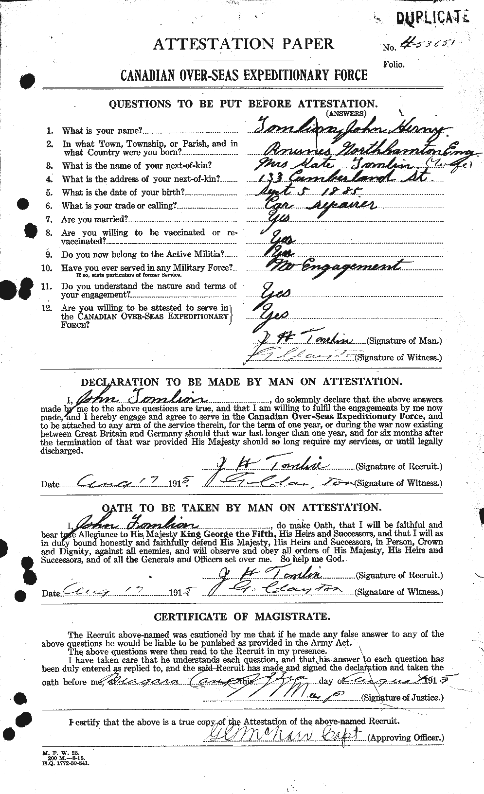 Personnel Records of the First World War - CEF 635457a