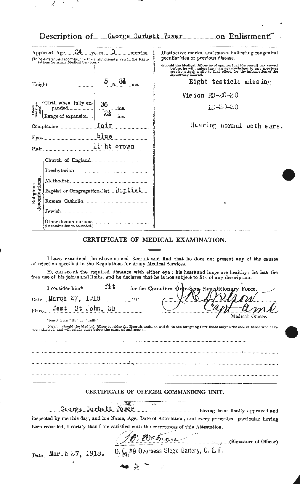 Dossiers du Personnel de la Première Guerre mondiale - CEC 636192b