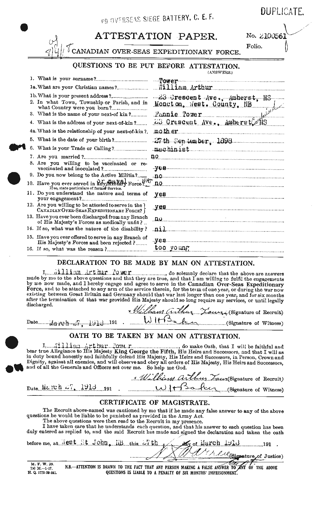 Personnel Records of the First World War - CEF 636205a