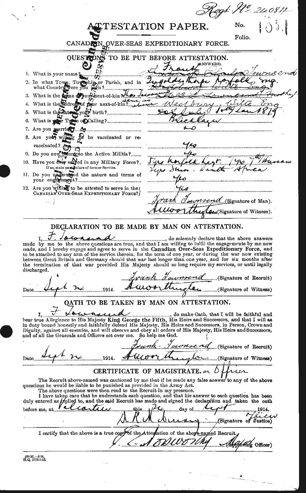 Personnel Records of the First World War - CEF 636420a