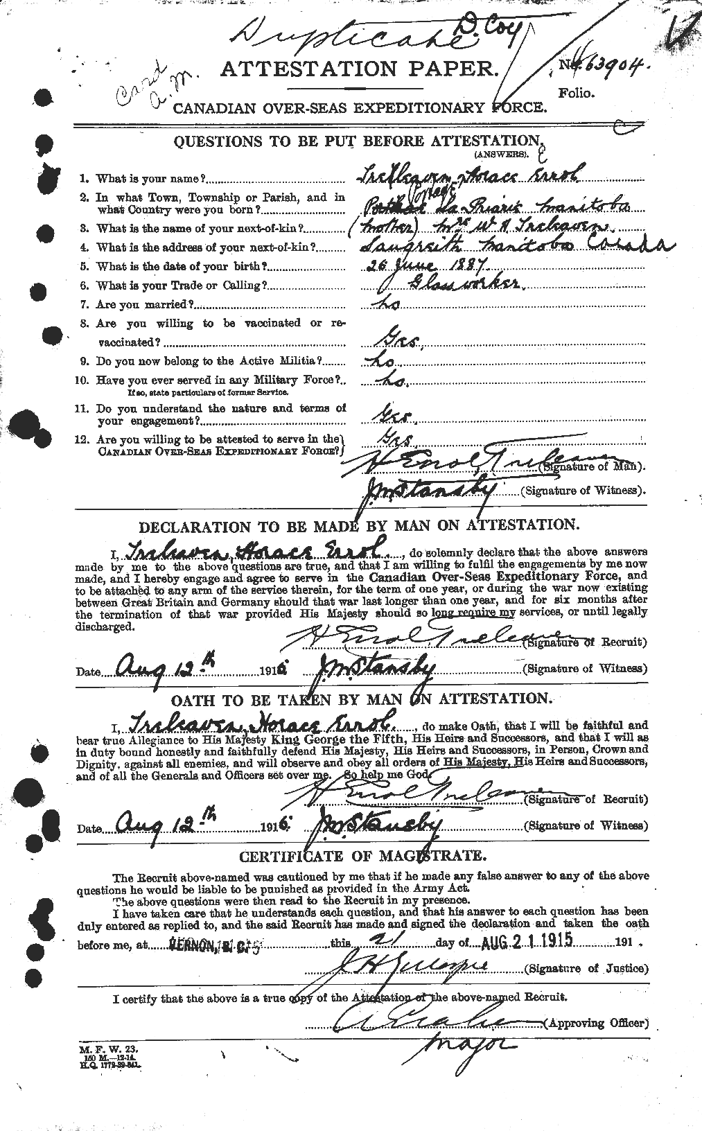 Personnel Records of the First World War - CEF 637483a