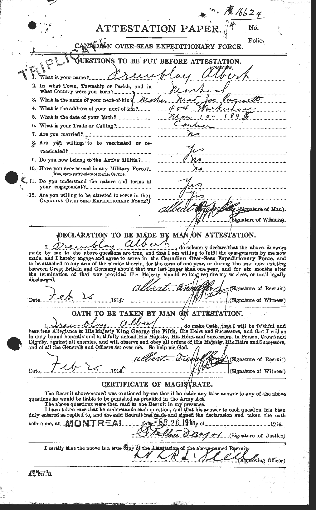 Personnel Records of the First World War - CEF 637575a
