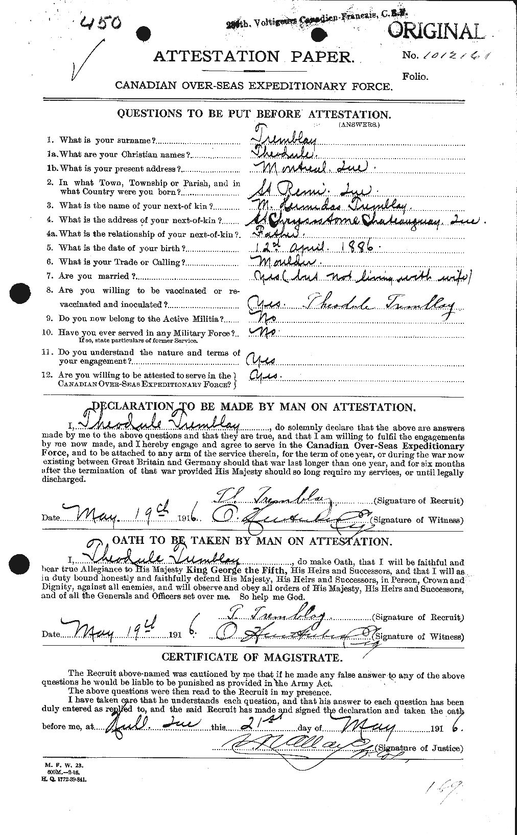 Personnel Records of the First World War - CEF 638314a